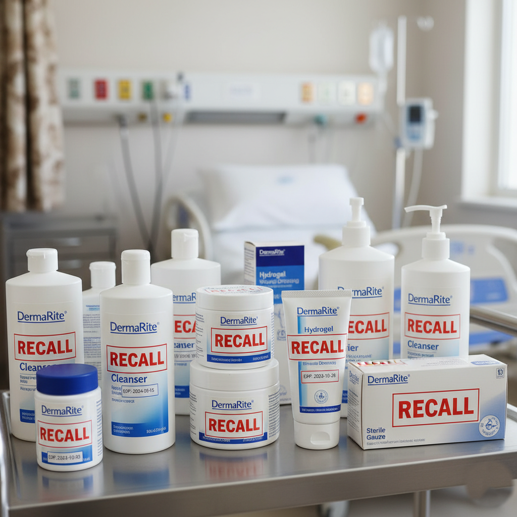 Explore the impact of voluntary DermaRite product recalls on healthcare and patient safety, especially vulnerable groups.
